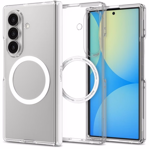 Spigen Ultra Hybrid Pro MagSafe dėklas, skirtas Samsung Galaxy Z Fold8 Ultra – skaidrus ir baltas