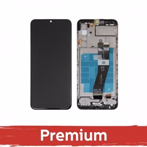 Ekranas skirtas Samsung A037G A03s juodas su rėmeliu OEM