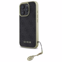 Guess 4G Charms Kolekcijos dėklas iPhone 16 Pro - juodas