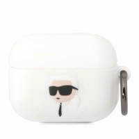 Karl Lagerfeld KLAPRUNIKH AirPods Pro dėklas balta/balta silikoninis Karl galvos 3D