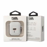 Karl Lagerfeld KLA2RUNIKH AirPods 1/2 dėklas balta/balta silikoninis Karl galvos 3D