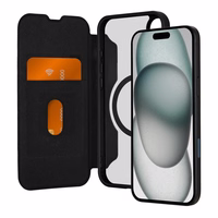 Puro Book Mag MagSafe odinis dėklas su atvartu ir kortelių lizdu telefonui iPhone 16 Plus - juodas