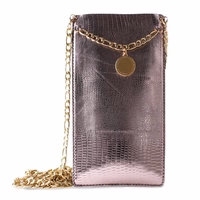 PURO GLAM Chain - universalus dėklas smartphones with 2 card slots w / auksinis chain XL (rudas)