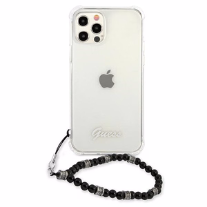 Guess GUHCP12LKPSBK iPhone 12 Pro Max 6.7" Skaidrus kietas dėklas Juodas perlas