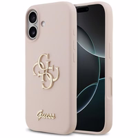 Guess silikoninis Big 4G Script dėklas telefonui iPhone 17 rožinis