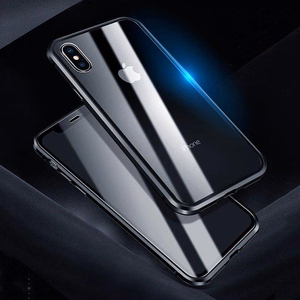 Wozinsky pilnai magnetinis dėklas pilnas kūno priekinis ir galinis dangtelis su įmontuotu stiklu Samsung Galaxy A72 4G juodas-skaidrus