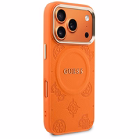 Guess Peony Hot Stamp MagSafe Dėklas for iPhone 17 Pro Max - oranžinis