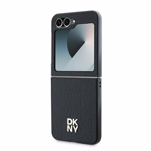 DKNY Dėklas telefonui Samsung Galaxy Z Flip6 su kartotiniu dizainu Stack Logo - juodas