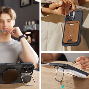 ESR Classic Hybrid Kickstand Halolock MagSafe komplektas su apsauginiu stiklu iPhone 16 - juodas