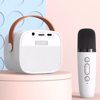 Blavec nešiojamas Bluetooth garsiakalbis WS-07 Karaoke Party 5W su 2 mikrofonais baltas