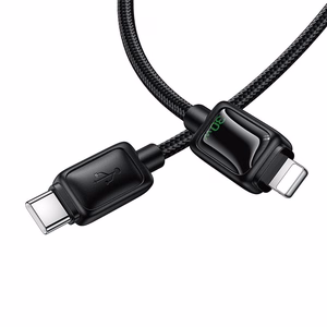 Kabelis su skystųjų kristalų ekranu USB C-Lightning Hoco PD 30W 1,2 m U146 juodas