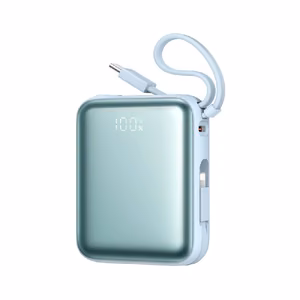 Išorinė baterija POWER BANK Joyroom (JR-PBF27) 10000mAh (1xType-C; 22.5W) + type-C ir lightning laidas, mėlynas