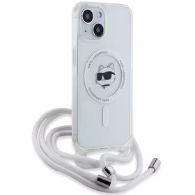 Karl Lagerfeld IML Choupette Head & Cord Magnetinis dėklas iPhone 13 / 14 / 15 - skaidrus