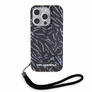 Karl Lagerfeld zebras su virvele dėklas telefonui iPhone 15 Pro Max - violetinė