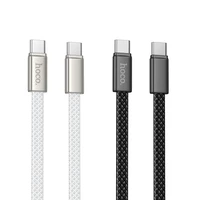 Plokščias kabelis USB C į USB C Hoco 3A 60W 1 m X125 juodas