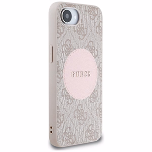 Guess 4G Circle Classic Logo Magnetinis dėklas telefonui iPhone 16e - rožinė
