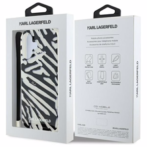 Karl Lagerfeld IML Zebra Raštas ir Virvelė iPhone 16 Dėklas - Juodas