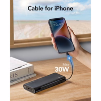 VEGER išorinė baterija 25000 mAh su įmontuotais kabeliais Type C / Lightning PD 130W TCE130 (W2503) juoda