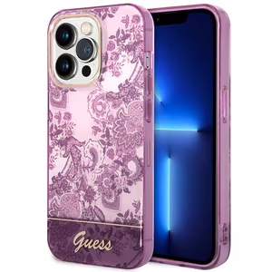 Guess Porcelain Collection case for iPhone 14 Pro Max - fuchsia