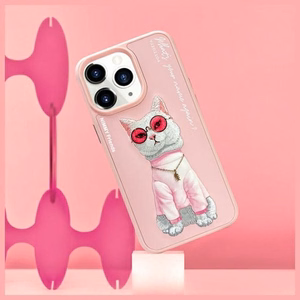 Nimmy Akiniai Kietas Katinas dėklas telefonui iPhone 15 Pro - rožinis