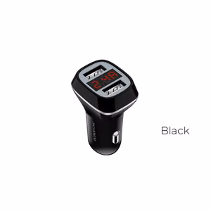 Borofone BZ3 Joyroad car charger with 2 USB-A ports, 12 W, with digital display, black