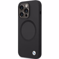 BMW BMHMP14XSILBK2 dėklas iPhone 14 Pro Max 6.7" - juodas Signature Liquid Silicone MagSafe