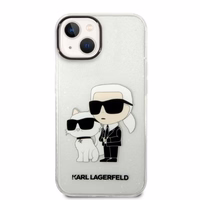 Karl Lagerfeld blizgus Karl&Choupette dėklas telefonui iPhone 14 Plus - permatomas