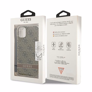 Guess GUOHCN61H4STW iPhone 11 rudas/rudas kietas dėklas 4G Print Dirželis