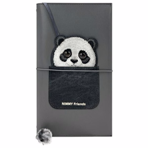 NIMMY rinkinys 2in1 užrašų knygelė + rašiklis BIG EYED PET 2.0 Panda, juodas