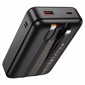 Išorinė baterija Hoco 20000 mAh QC PD 22,5W su integruotais laidais USB C + Lightning Q37A juoda
