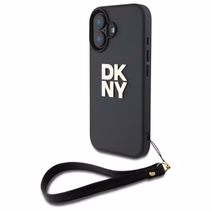DKNY Wrist Strap Stock Logo dėklas telefonui iPhone 16 - juodas