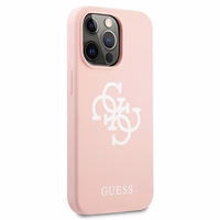 Guess silikoninis 4G logotipo dėklas telefonui iPhone 13 Pro Max 6.7" - rožinis