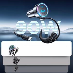 Įkroviklis automobilinis Joyroom (JR-CL07) 3IN1 (1xUSB, 1xUSB-C 1.6M 72W) su Type-C laidu juodas