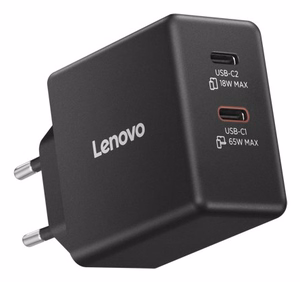 Lenovo Dual USB-C 65W GaN G0A6065BEU – dviejų USB-C jungčių GaN įkroviklis, 65 W