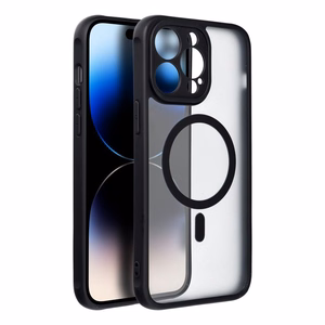 Dėklas telefonui – pilnai matinis magnetinis dėklas, suderinamas su MagSafe IPHONE 14 Pro Max, juodas