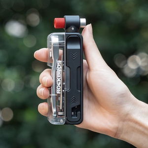 Rockbros Multitool dviračio įrankių rinkinys su CO2 pompa ir terkšliniu raktu, juodas