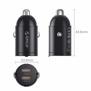 Orico MiniRing 30W 2x USB-C automobilinis įkroviklis - juodas