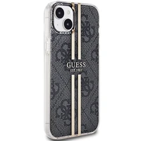 Guess IML 4G Gold Stripe dėklas telefonui iPhone 15 Plus / 14 Plus - juodas