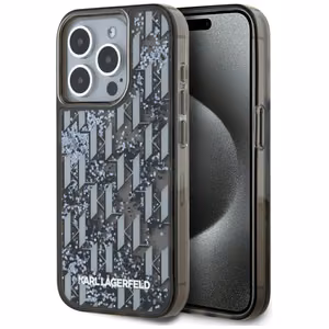 Чехол Karl Lagerfeld Liquide Glitter Monogram Gradient для iPhone 15 Pro Max - чёрный