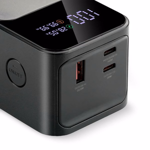 Išorinė baterija 27 000mAh, 1x USB, 2x USB-C, 162,5W, QC4+, žibintuvėlis, LCD ekranas, juodas