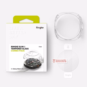 Ringke Slim ir grūdinto stiklo dėklas + stiklo rinkinys Samsung Galaxy Watch Ultra 47mm - skaidrus