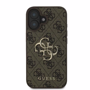 Guess 4G didelio logotipo dėklas telefonui iPhone 16 - rudas