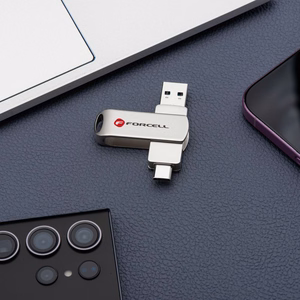 FORCELL F-DATA USB atmintinė Metal Duo 128GB USB3.2 Gen 1 (USB A / Type C) sidabrinė