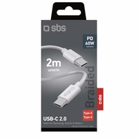 SBS TECABLETISSUETCC2G kabelis 2 x USB-C 2 m 60W su Power Delivery - pilkas