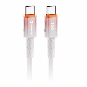 Kabelis FORCELL F-ENERGY C354 gradientinis Type-C į Type-C QC4.0 PD 3A 60W 1 m baltas