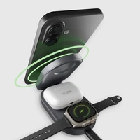 SBS 3-in-1 Foldable Wireless Charging Station QI2 MFI - Made for iPhone - Black