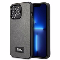 Karl Lagerfeld Saffiano plokštelės dėklas telefonui iPhone 13 Pro Max 6.7" - sidabrinis