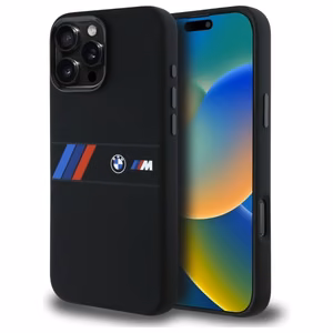 BMW Silikoninis Vidurinė Juosta Magnetinis dėklas iPhone 16 Pro Max - juodas