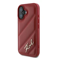 Karl Lagerfeld Diagonal Quilted Script Dėklas telefonui iPhone 16 - raudonas