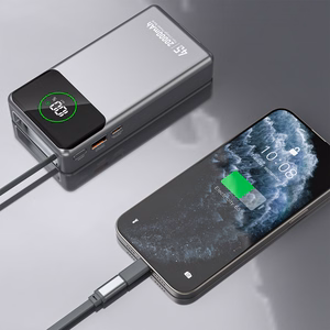 Dudao K31 Pro 45W 20000mAh išorinė baterija su įmontuotu ištraukiamu USB-C kabeliu - pilka